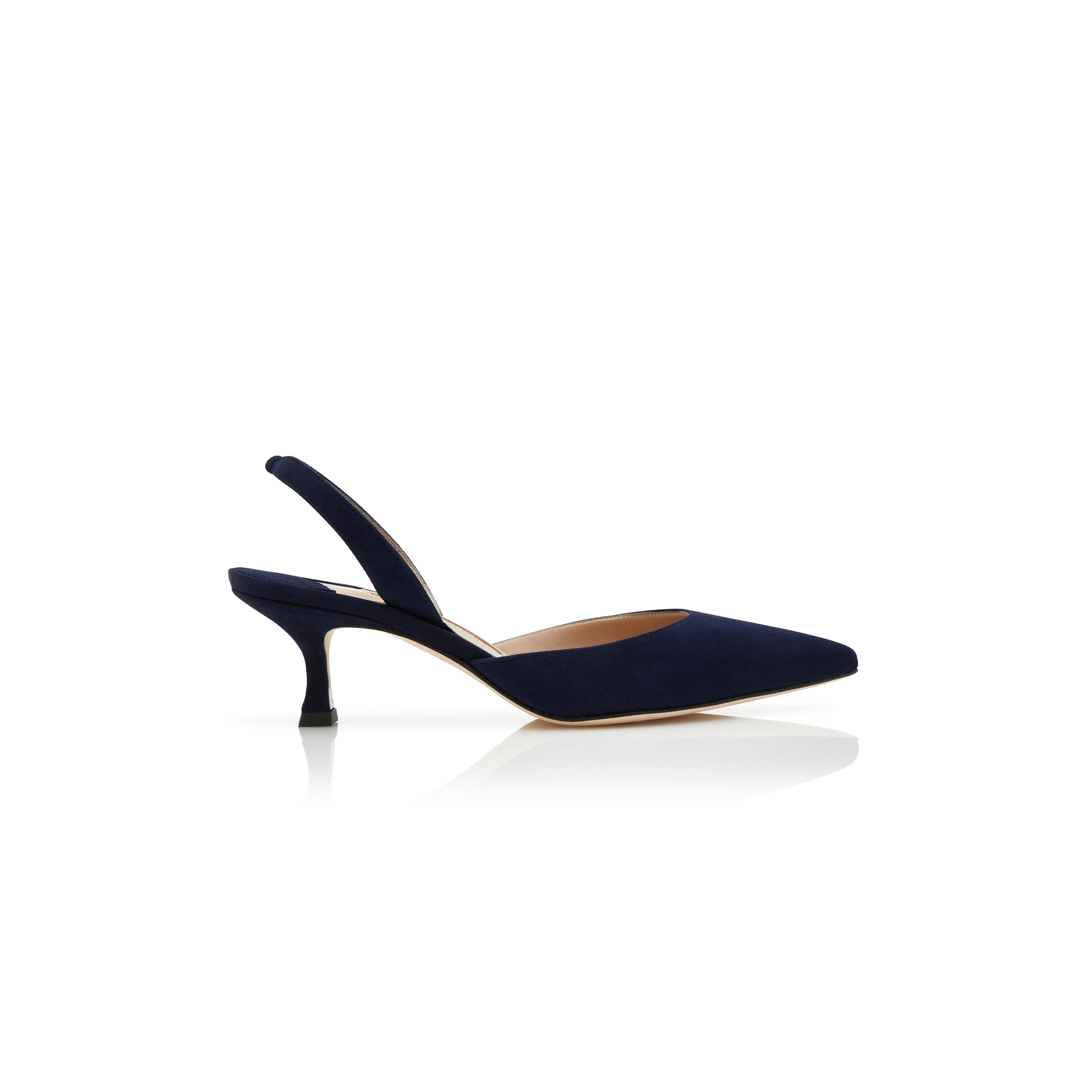 MANOLO BLAHNIK CAROLYNE NAVY BLUE SUEDE SLINGBACK PUMPS 9XX-0401-0020